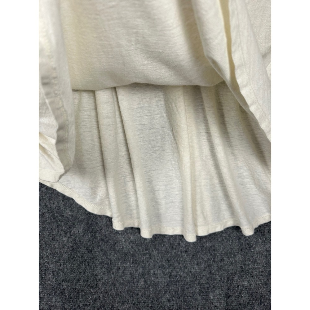 Free People Women Smocked Cuff V Neck Top Medium Boho Slub Knit Ivory White - Picture 11 of 12